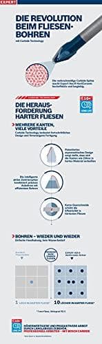 Bosch Expert HEX-9 HardCeramic - boresæt - til bløde fliser, hårde fliser - 5 stk - 5 mm - længde: 90 mm