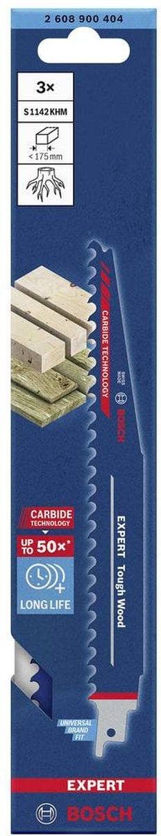 Bosch Tilbehør 2608900404 EKSPERT “Tough Wood” S 1142 KHM savklinge, 3 stk Savklinge længde 225 mm 3 stk.