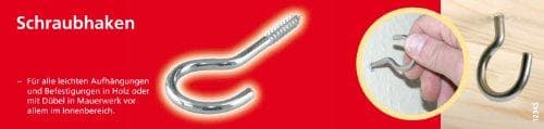 suki. Skruekroge, buet, 60 x 3,3 mm, galvaniseret, 20 stk galvaniseret stål, trægevind, i plastkasse - 1 stk (6175044)