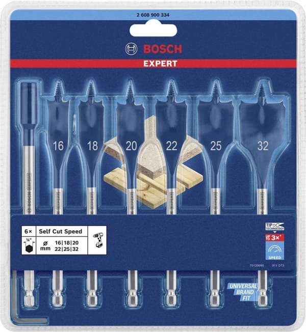 Bosch 2608900334 EXPERT 7-osainen nopeusporasarja Self Cut Speed - 16/18/20/22/25/32mm