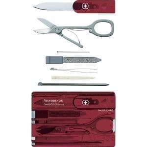 Victorinox lommekniv Swiss Card Classic (10 funktioner, saks, nål, pen) rød gennemsigtig