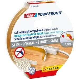 TESA monteringstejp Tesa® POWERBOND (L x B) 5 mx 9 mm Innehåll: 2 rulle(r) (55714-00-00)