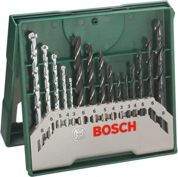 Bosch 15-delt X-Line boresæt - Træ, metal og sten