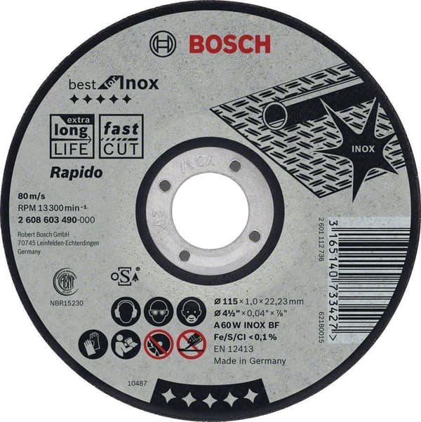 Bosch bedst til Inox Rapido A 60 W INOX BF - skæreskive - til stål - 125 mm