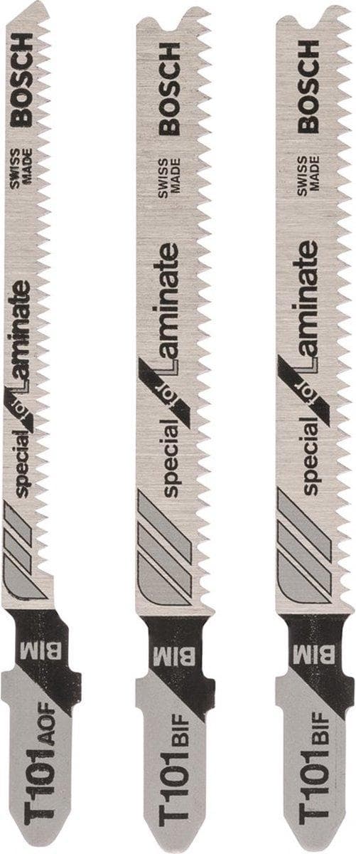 Bosch special för laminat - sågbladssats för sticksåg - för lövträ, parkett, polyvinylklorid (PVC), vinyl, slipande trämaterial, massivt laminat - 3 d