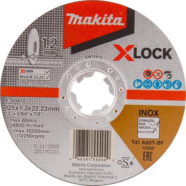 Skæreskive XLOCK 125x22 23x1 2mm rustfrit stål