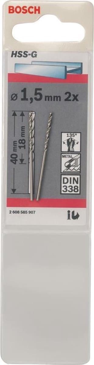 Bosch - Metalbor HSS-G, standard 1,5 x 18 x 40 mm