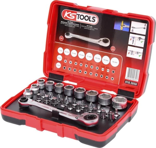 KS VÆRKTØJ 1/4" + 11 mm gennemløbs- og bitsæt, 31 styk (918.3050)