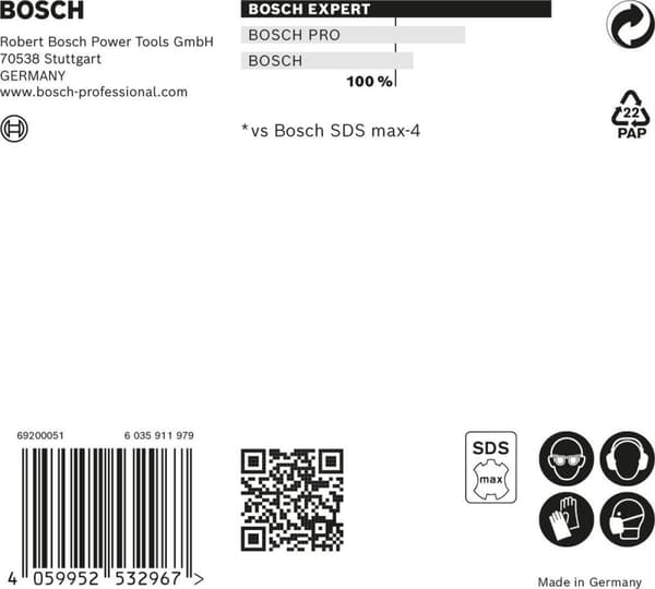 Bosch 2608900222 EKSPERT Slagboremaskine SDS max-8X - 18x400x540mm