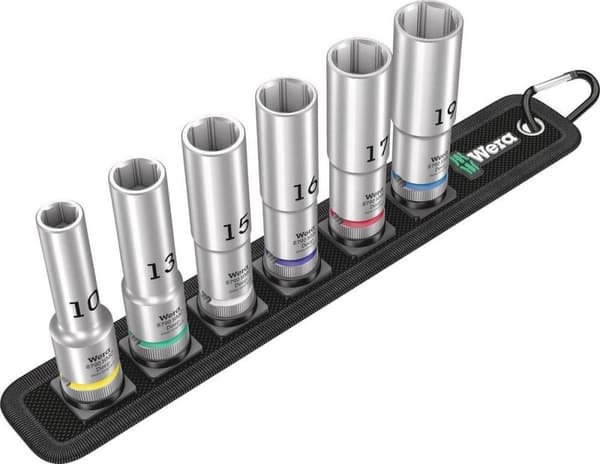 Wera 5004565001 Bælte C Deep 1 6-delt fatningssæt inkl. holder - 1/2"