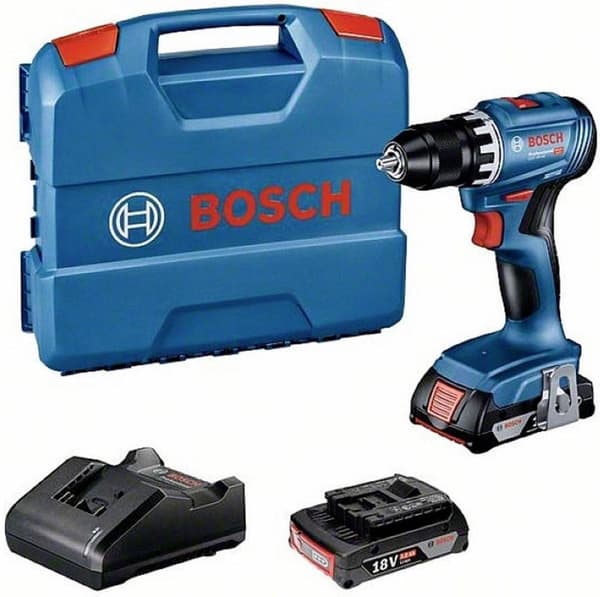 Bosch Professional GSR 18V-45 06019K3202 Accu Schroefboormachine 18 V 2,0 Ah Li-ion Inkl. 2 batterier, inkl. oplader, inkl. kuffert