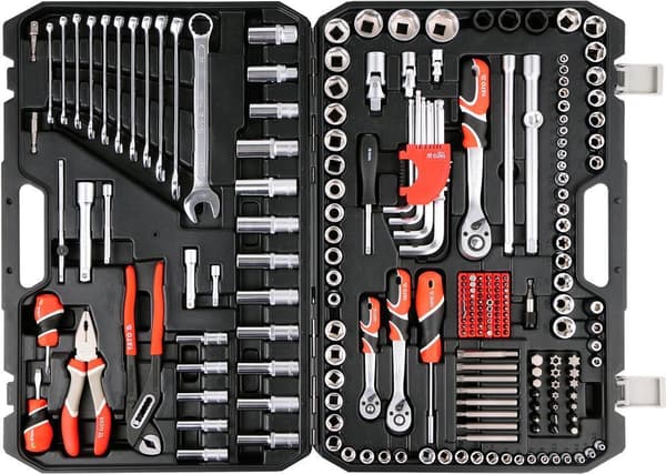 Yato YT-38941 Socket Set Tool Case, musta/hopea
