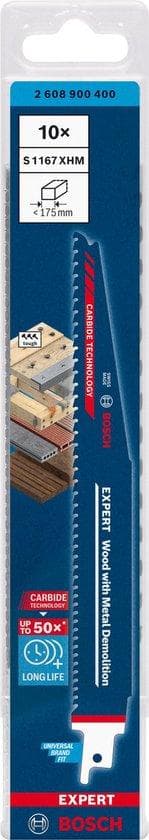 Bosch Expert Wood with Metal Demolition S 1167 XHM - savklinge - til træ med søm, hårdttræ, plastkompositter - 10 stykker - længde: 225 mm - bredde: 2