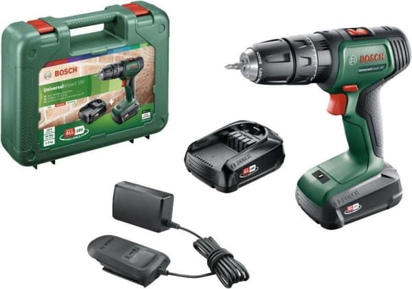 BOSCH slagboremaskine - UniversalImpact 18 2 batterier 1,5 Ah kasse