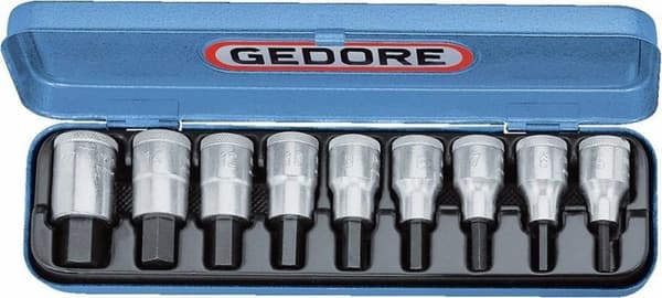 Gedore IN 19 PA 9-delt topnøgle skruetrækker sæt 1/2" - tomme størrelser - 6156410