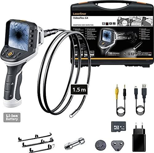 Umarex Laserliner VideoFlex G4 videotarkastus (sondin pituus 1,5 m, ø kamerapää 9 mm, live-näyttö, kohteen valaistus, näkökenttä 53°, vaikeapääsyisiin