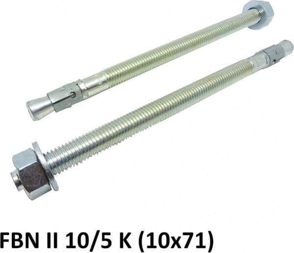 Fischer bult FBN II 10/5 K gal.vf reducerad. Förankringsdjup (förpackning om 50 st) (040946)