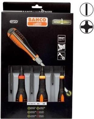 Bahco Ergo Workshop ruuvimeisselisarja, 6 kappaletta uritettu, Phillips Phillips (BE-9881TB)