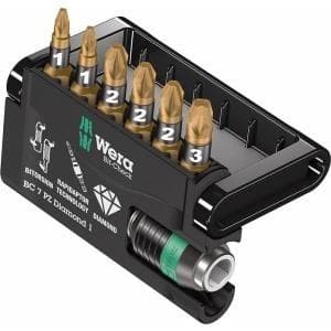 Wera Bit-Check 7 PZ Diamond 1 - skruetrækker bit sæt - 7 stykker - i holder (05057412001)