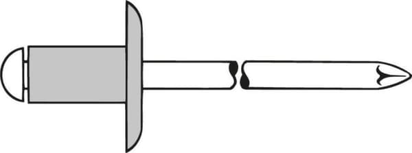 Gesipa 1454125 Standard blinddomkraft - Stort runt huvud - Öppen - AL/ST - 5 x 20mm (250st)