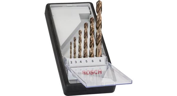 Bosch Robust Line HSS-Co, DIN 338 - Boresæt - til metal - 6 stykker - 5mm, 6mm, 8mm, 4mm, 3mm, 2mm
