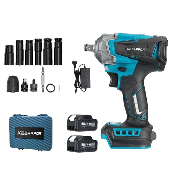 Børsteløs elektrisk slagnøgle, 1200N.M moment, 6700 RPM hastighed,2 BATTERI EU STIK B