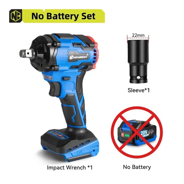 Børsteløs trådløs slagnøgle, 1000N.m moment, 3 gear,EU, 0 Batteri-Sæt A