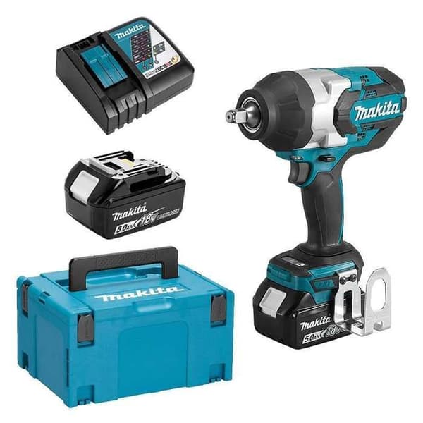 18V slagnyckel + 2 x 5 Ah batterier + laddare + MAKPAC fodral - MAKITA - DTW1002RTJ