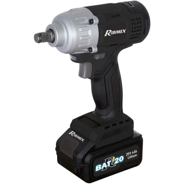 RIBITECH R-BAT20 sladdlös slagnyckel - 20V 4Ah batteri - Snabbladdare - 420 Nm - 4 uttag ingår