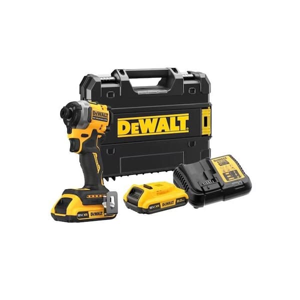 DEWALT XR 18V slagskruvmejsel - 2 2,0Ah batterier + laddare + låda - DCF850D2T-QW