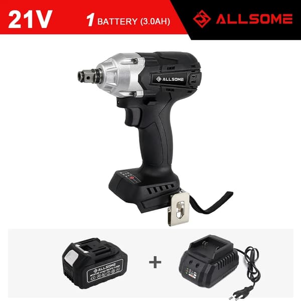 Slagskruvdragare, 21V borstlös motor, 400N.m maximalt vridmoment,Med ett batteri