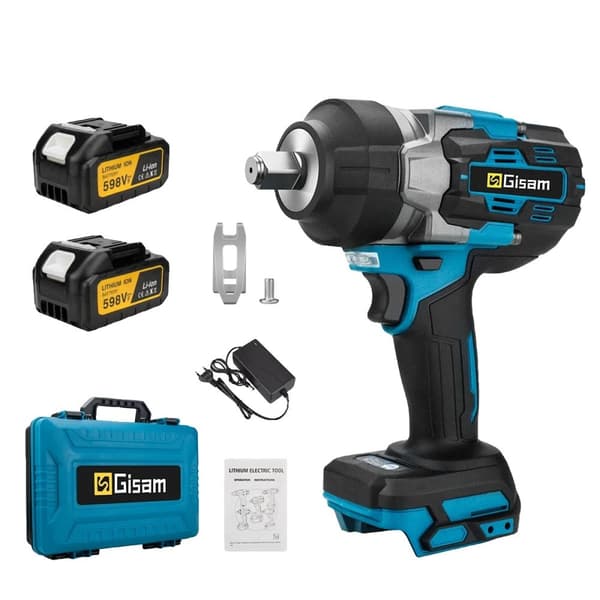 Sähkökäyttöinen iskulykkäri, maksimaalinen vääntömomentti 2800 N·m, tyhjönopeus 7600 rpm,2 Akku Muovikotelo