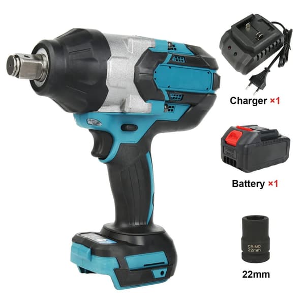 Batteridriven elektrisk skruvdragare, 520N.M vridmoment, 0 - 4200 RPM hastighet, borstlös motor,EU, 1 batterisats