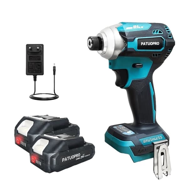 Batteridriven Elektrisk Skruvdragare, 220N.M Moment, 3500RPM Hastighet,2PCS 2Ah Batteri, EU