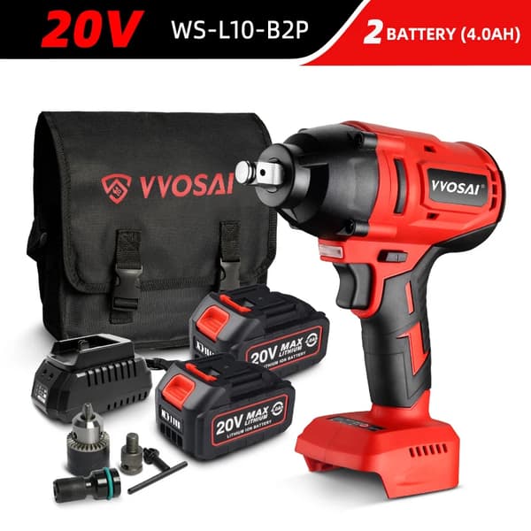 20V Sähkökäyttöinen Iskuväännin, 600N.m Maksimivääntö, 2800rpm Nopeus, Kevyt Rakenne,20V WS-L10-B2P
