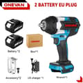 Miniatyrbillede 2 af 2: Elektrisk Slagnøgle, 1800N.M Maks. Moment, Børsteløs Motor, 7000rpm Hastighed,2 Batteri EU Stik A