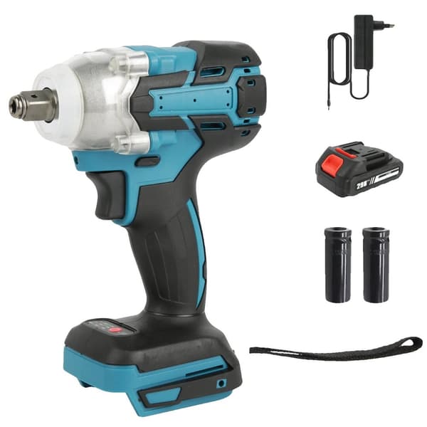 Högmoment elektrisk slagnyckel, 520N.M maximalt vridmoment, 0-3200RPM slagfrekvens, 18 volts batteri,EU, 1x Batteriuppsättning 1