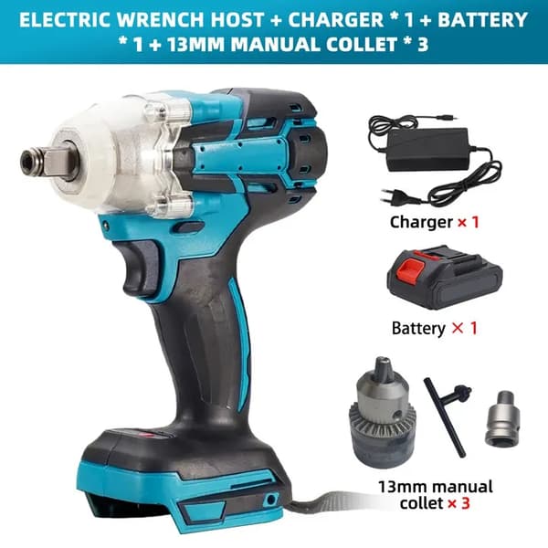 Batteridriven elektrisk skruvdragare, 520N.M maximalt vridmoment, borstlös motor, 1/2“ kvadratisk drivaxel,Med 1XBattery
