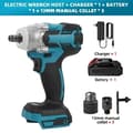 Miniatyrbild 2 av 2: Batteridriven elektrisk slagnyckel, 520 N·m vridmoment, 0-4200 RPM hastighet, 1/2 tum drivaxel,Blå