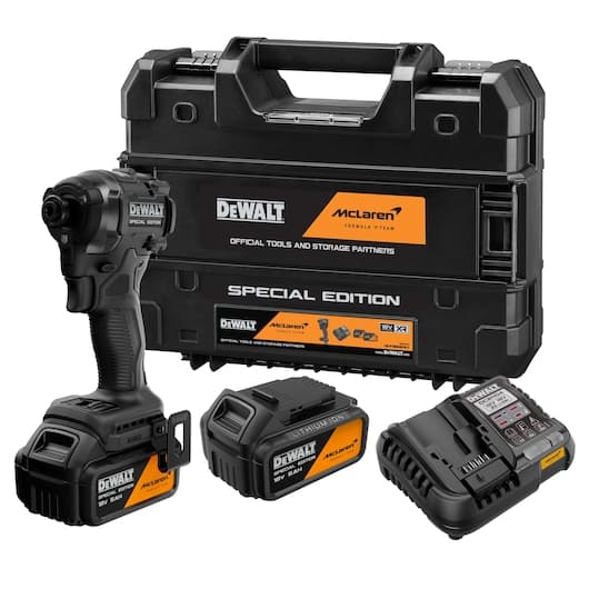 DEWALT x McLaren F1 Team 18V XR kolborstfri slagskruvdragare – 2x 5.0Ah DCF86MP2T-QW