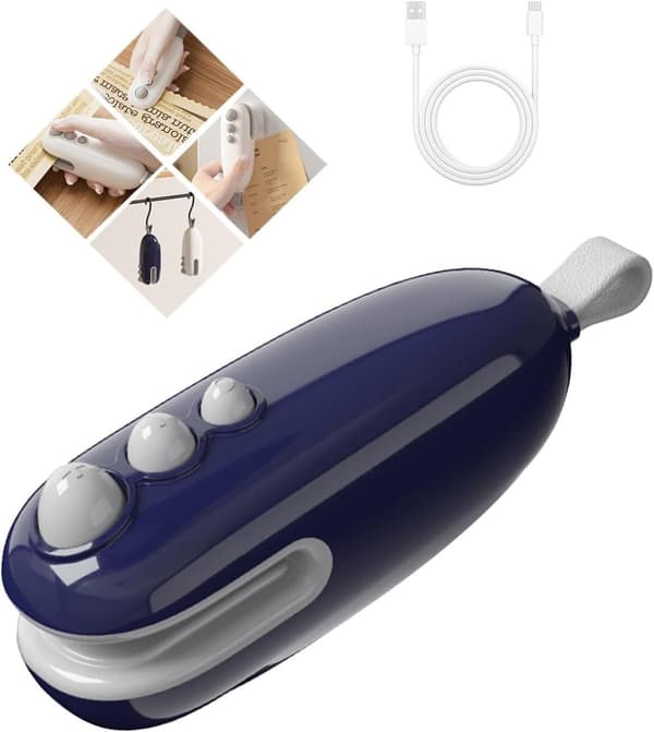 OBOSOE Lille USB-poseforsegler med clipsfunktion – Luk madposer hurtigt og nemt igen