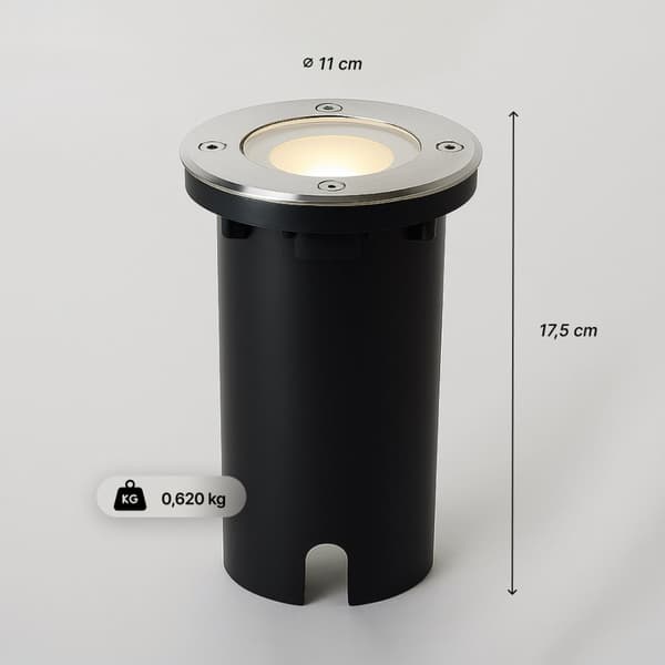 Brilliant | Kløe udendørs inground lys 11cm rustfrit stål | 1x PAR51, GU10, 20W, velegnet til reflektorlamper (medfølger ikke)