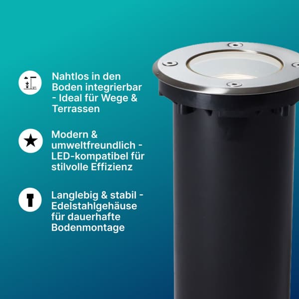 Brilliant | Kløe udendørs inground lys 11cm rustfrit stål | 1x PAR51, GU10, 20W, velegnet til reflektorlamper (medfølger ikke)