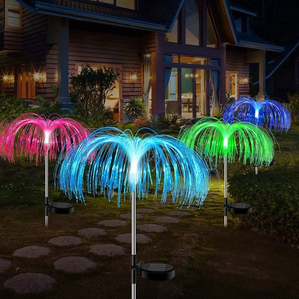 Solar Flower Garden Lights Jellyfish 2 kpl Monivärinen