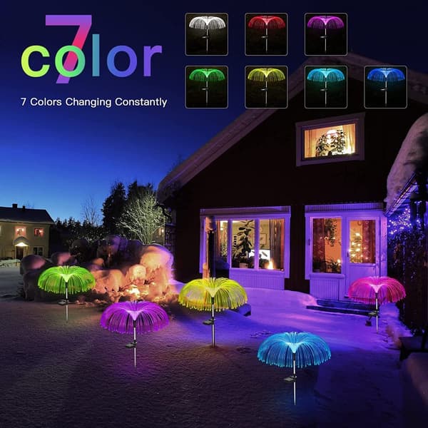 Solar Flower Garden Lights Jellyfish 2 kpl Monivärinen