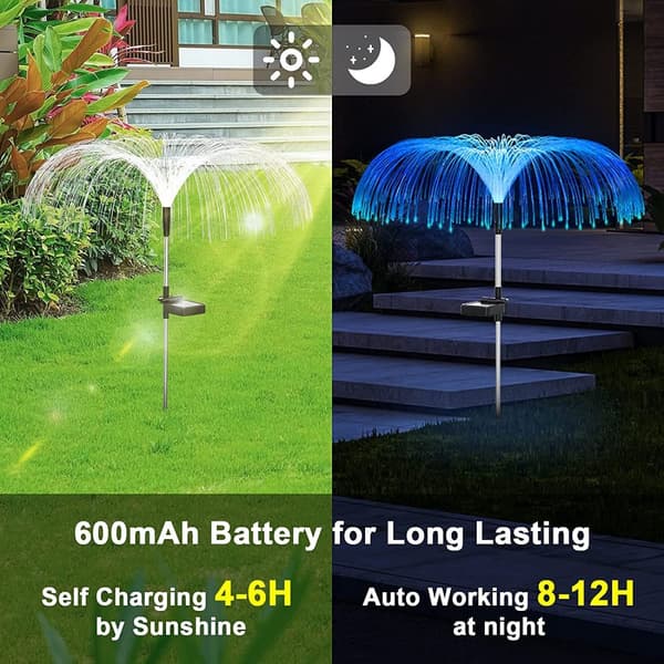 Solar Flower Garden Lights Jellyfish 2 kpl Monivärinen