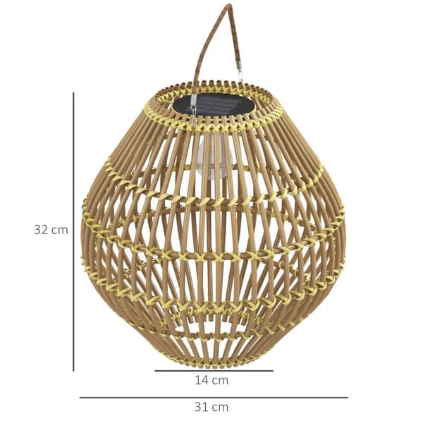 Rootz Garden Light - Solar Light - Garden Solar Light - PE Rattan - Boho Design - Gul - 31cm x 31cm x 32cm