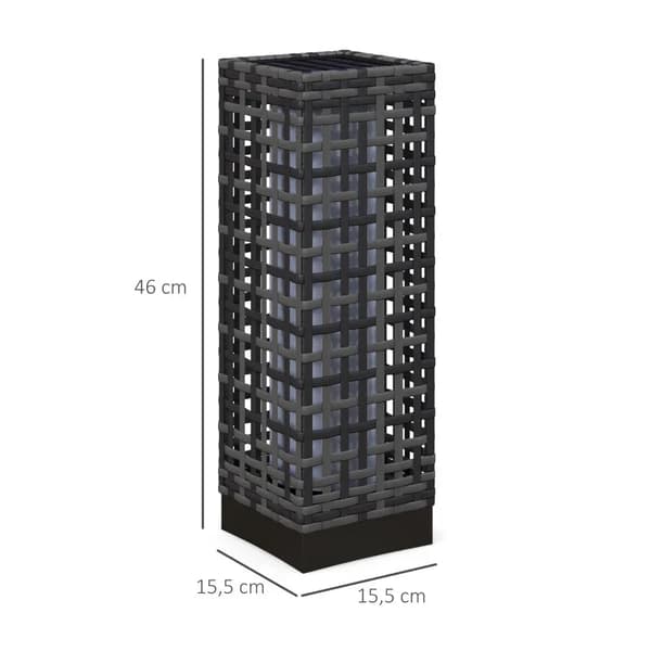 Rootz Trädgårdslampa - Utelampa med solcellsmodul - Automatisk tändning - 8 H Drifttid - Rottinglook - Stål - Grå - 15,5 x 15,5 x 46 cm
