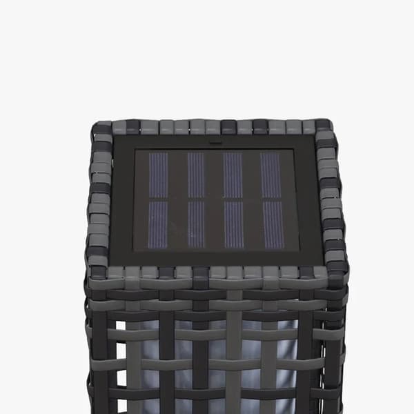 Rootz Trädgårdslampa - Utelampa med solcellsmodul - Automatisk tändning - 8 H Drifttid - Rottinglook - Stål - Grå - 15,5 x 15,5 x 46 cm