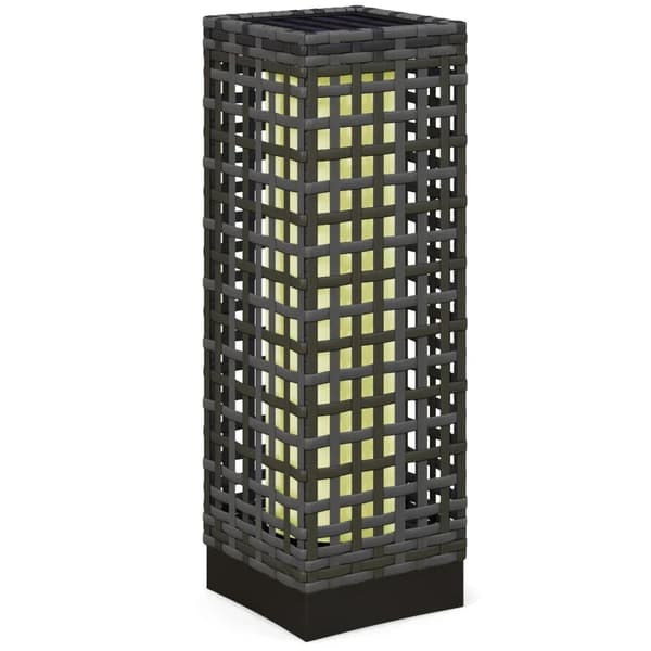 Rootz Trädgårdslampa - Utelampa med solcellsmodul - Automatisk tändning - 8 H Drifttid - Rottinglook - Stål - Grå - 15,5 x 15,5 x 46 cm